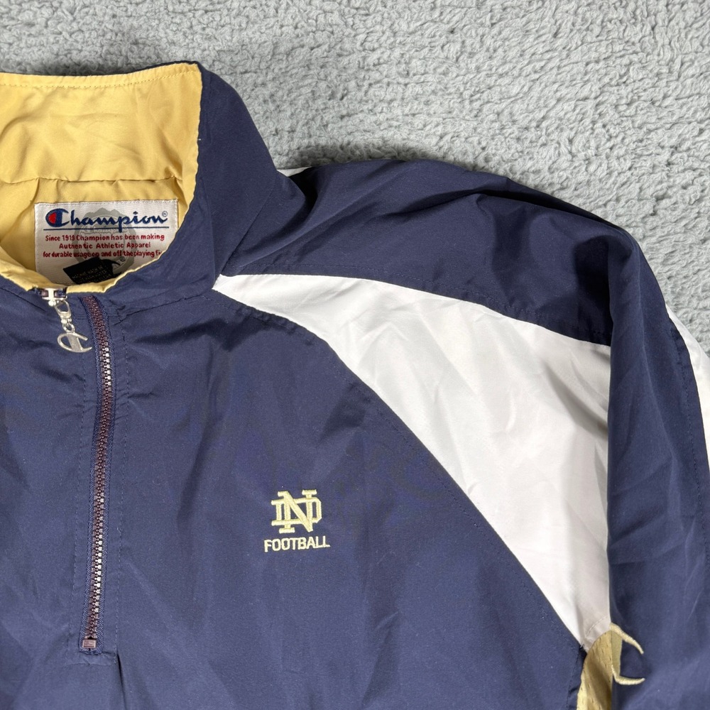 Vintage Champion Notre Dame 1/4 Zip Windbreaker Size XL Fighting Irish Pullover - Picture 2 of 8